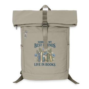Buchliebhaber: Vintage: Botanische Freunde (Navy Text) - Laptop-Rucksack  - Sandbeige - Vorne