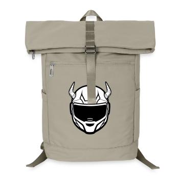 Motocross Motorradhelm mit zwei Hörnern - Laptop-Rucksack  - Sandbeige - Vorne
