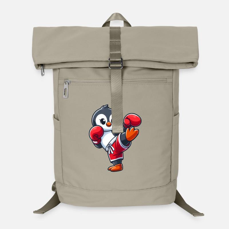 Cooler Pinguin Boxer Cartoon Kickboxer Kampfsport Laptop-Rucksack 
