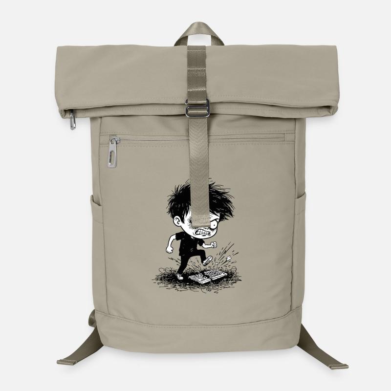 Gamer Anger Broken Keyboard Manga Black Blan Laptop-Rucksack 