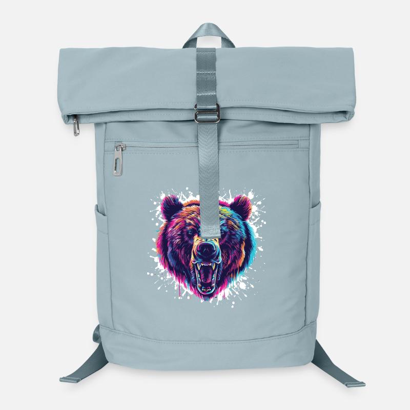 Éclaboussures de néon colorées en forme de tête d’ours Sac à dos ordinateur