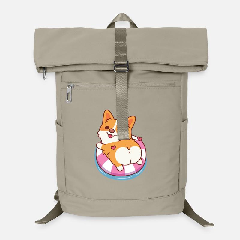 Süßer Corgi entspannt im Pool-Float-Sommer Laptop-Rucksack 