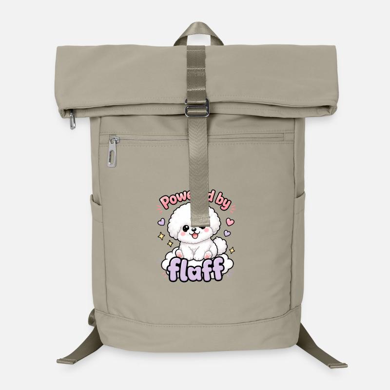 Propulsé par Fluff - un doux design de Bichon Dog Sac à dos ordinateur