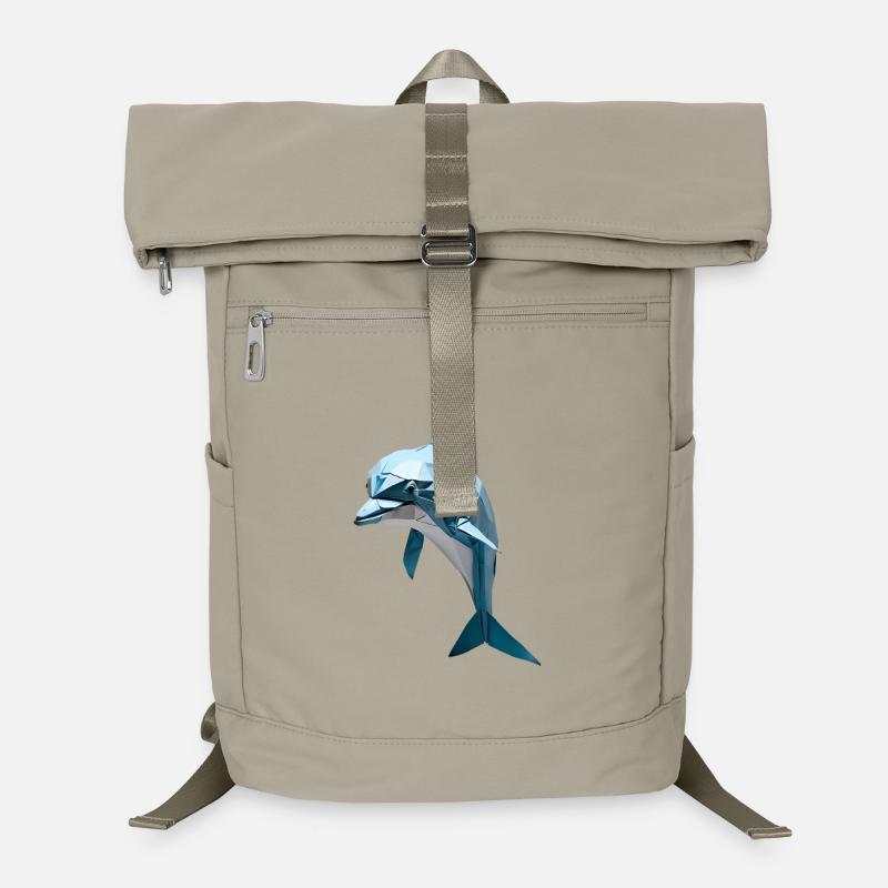 Blue Low-Poly Dolphin Laptop Backpack