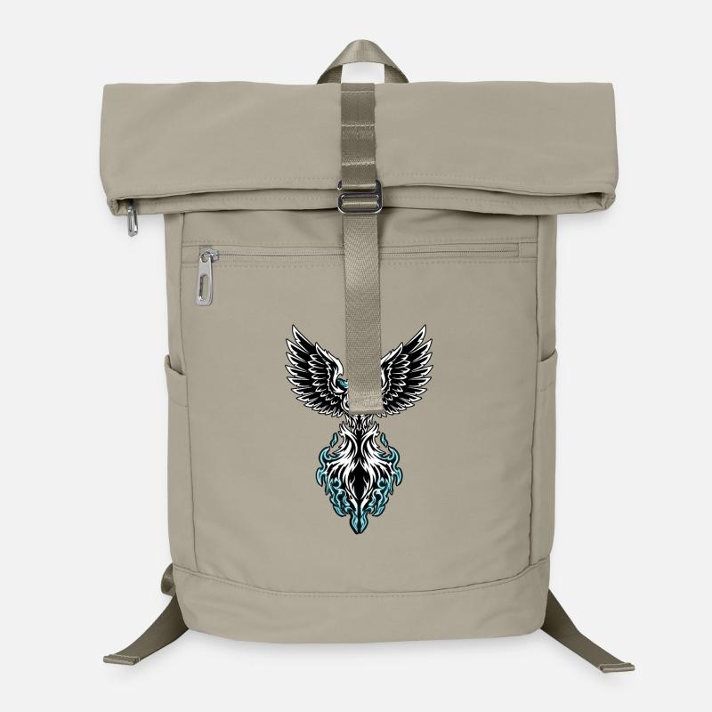 Eis-Phönix-Vogel Flammen Blau und Weiß Laptop-Rucksack 