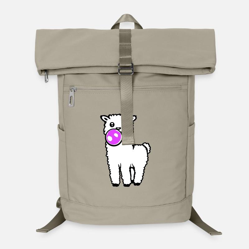 Llama Bubblegum Full Body Standing Frontal Cute Cool Laptop Backpack