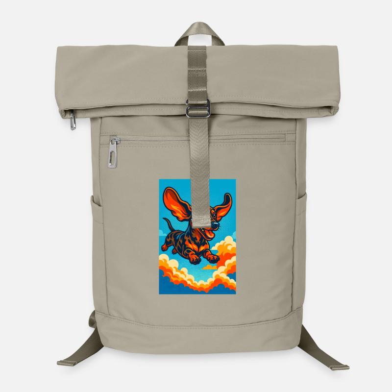 Illustration vibrante d'un teckel volant Sac à dos ordinateur
