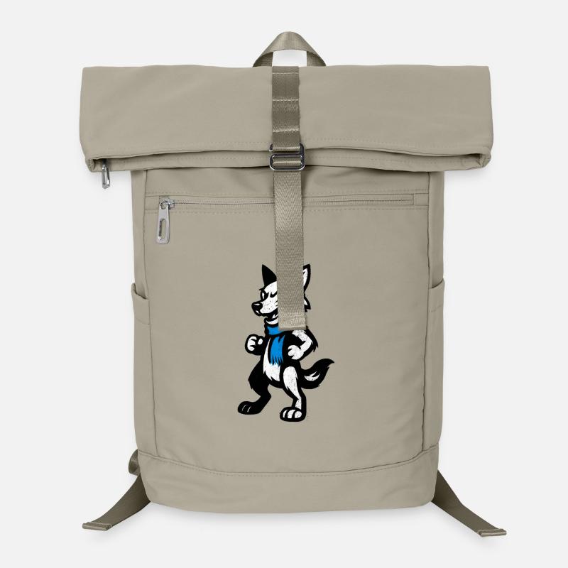 Héros loup avec écharpe bleue Sac à dos ordinateur