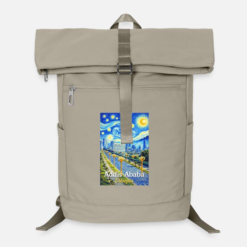 Addis Ababa Night Skyline Art Laptop Backpack