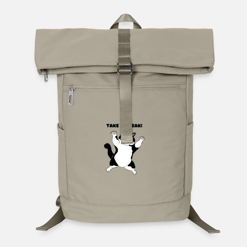 Playful Black and White Cat Illustration Laptop Backpack