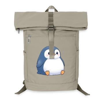 Niedlicher molliger Cartoon Pinguin sitzt Chubby - Laptop-Rucksack  - Sandbeige - Vorne