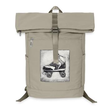 Retro Roller Skate - Hand Carved Printable - Laptop Backpack - sand beige - Front