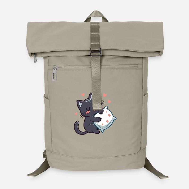 Starry Cuddly Black Cat with Pillow Laptop Backpack