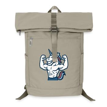 Smiling Unicorn Gym Maskottchen Power Flex Design - Laptop-Rucksack  - Sandbeige - Vorne