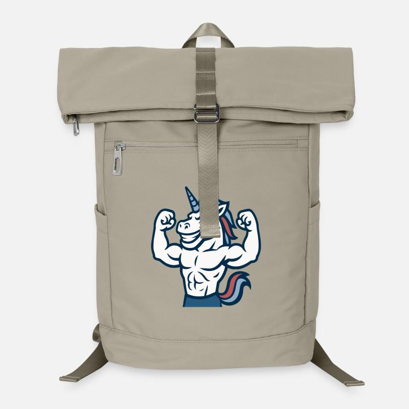 Smiling Unicorn Gym Mascot Power Flex Design Laptop Backpack