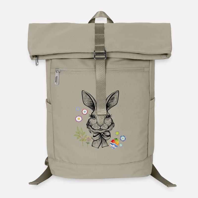 Hase mit Blumen und Osterei Laptop-Rucksack 