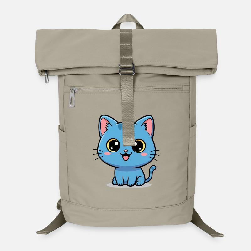 Chat bleu mignon - Dessin animé de chaton Kawaii Sac à dos ordinateur
