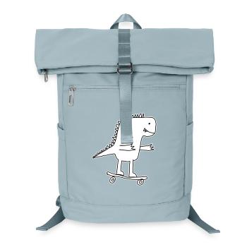 Dino skateboard dessin animé, Cool dinosaure Nerd enfants - Sac à dos ordinateur - bleu glacier - Devant