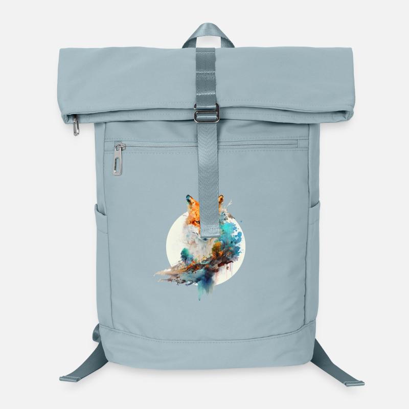 Fuchs aus Wasserfarben und runden Hintergrund Laptop-Rucksack 