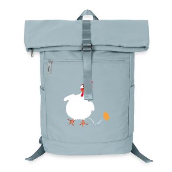 Weiße Henne legt ein Ei lustige Comic-Zeichnung - Laptop-Rucksack  - Eisblau - Vorne
