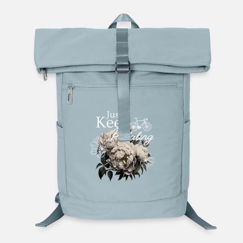 Just Keep Pedaling – Blumen & Fahrrad Laptop-Rucksack 
