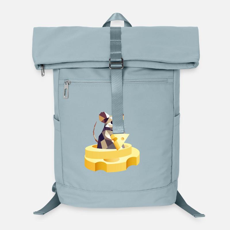 Verspielte Maus die ein großes Stück Käse hält Laptop-Rucksack 
