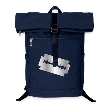 Razor Blade Illustration with Heart Motif - Laptop Backpack - navy - Front