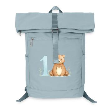 Watercolor Bear with Number 1 - Laptop Backpack - ice blue - Front
