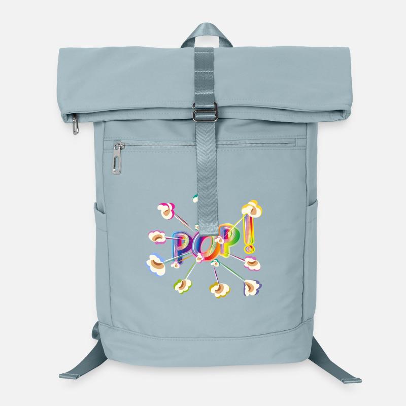 Typographie pop lumineuse avec motif de pop-corn coloré Sac à dos ordinateur