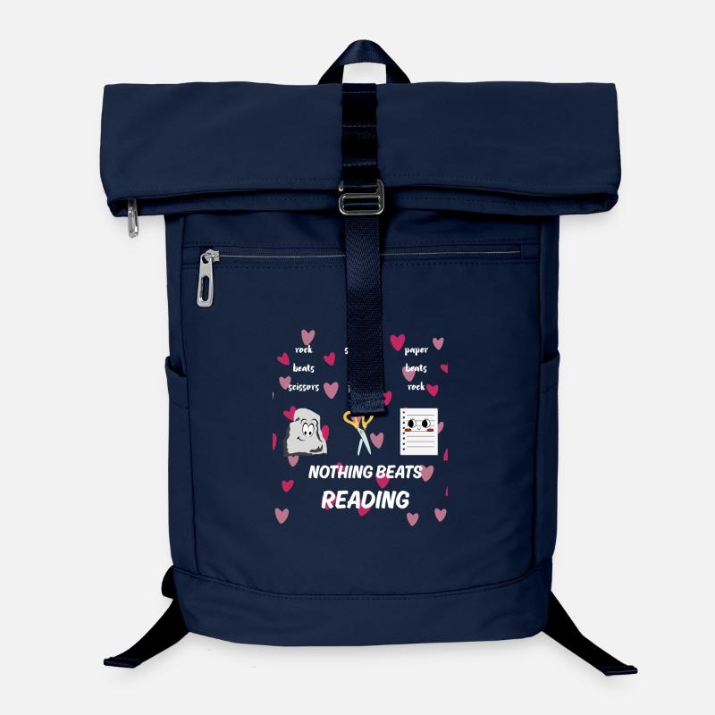 Nothing Beats Reading Rock Paper Scissors - Laptop Backpack - navy