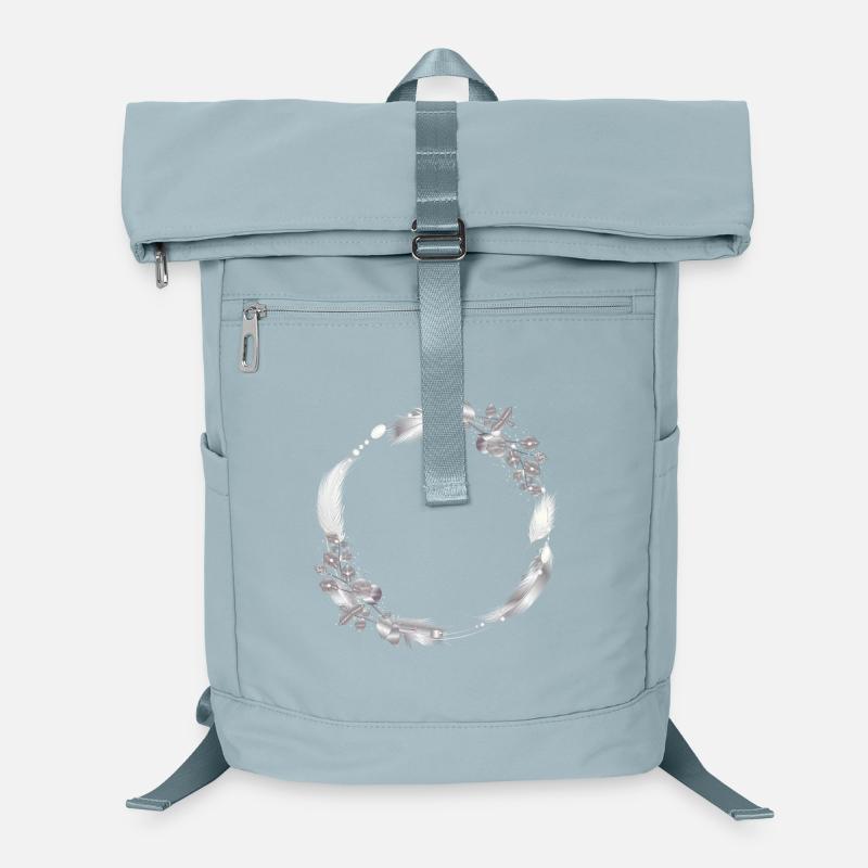 zarter Rahmen aus silberfarbenen Federn & Blättern Laptop-Rucksack 