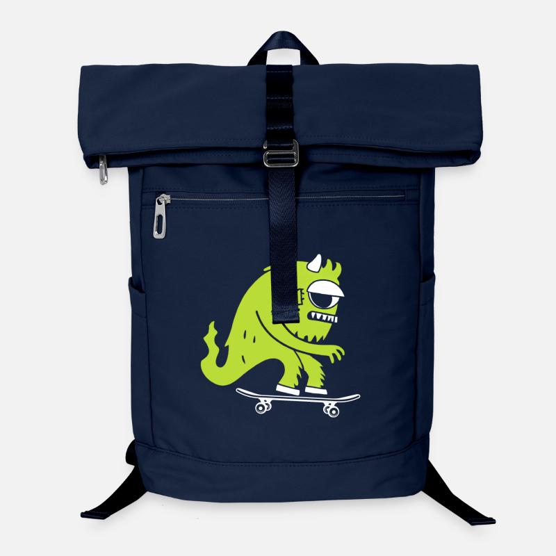 Monster on Skateboard - Skating - Monster Skater - Laptop Backpack - navy