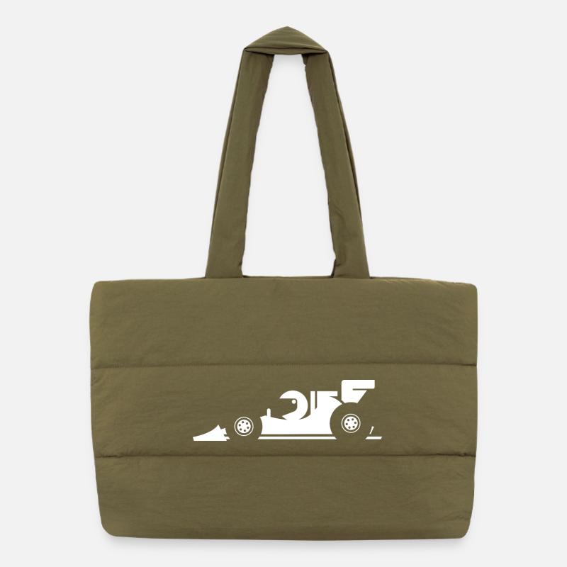 Comic Formula Racing Cartoon Racing Car Icon Puffer Shopping Bag