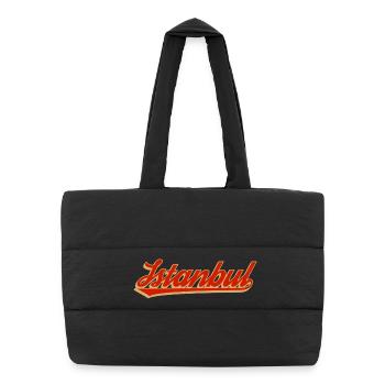 Istanbul Retro Script Logo - Puffer-Einkaufstasche - Schwarz - Vorne