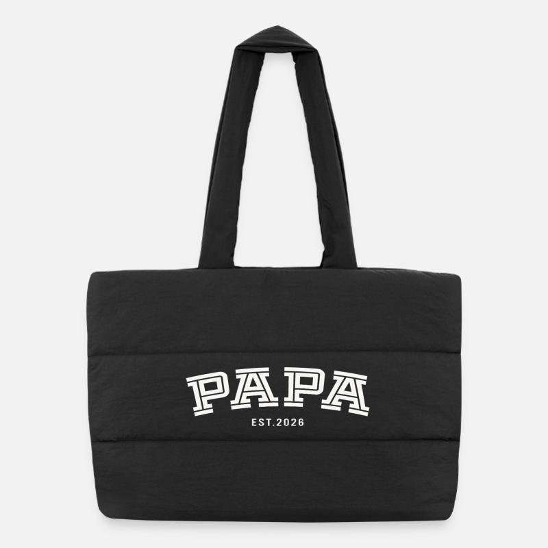 Papa Est. 2026 - Puffer-Einkaufstasche - Schwarz