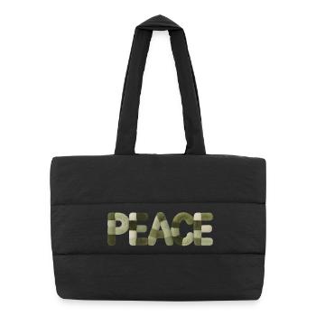 Modern Patchwork Peace Style Sticker - Puffer-Einkaufstasche - Schwarz - Vorne