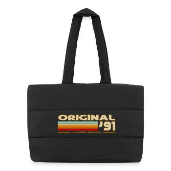 1991 - Sac shopping matelassé - noir - Devant