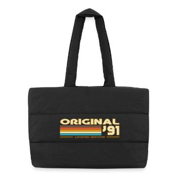 Originale 91er Retro-Streifen - Puffer-Einkaufstasche - Schwarz - Vorne