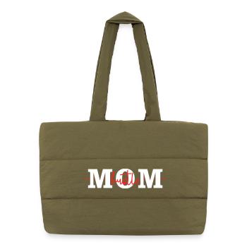 Mom Hustle Shirt – Busy Mom Life - Puffer Shopping Bag - safari green - Front
