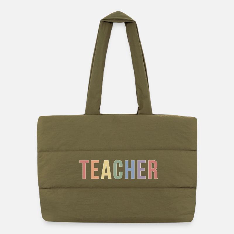 Soft-Pride-Lehrer-Typografiedesign im 90er-Jahre-Look Puffer-Einkaufstasche