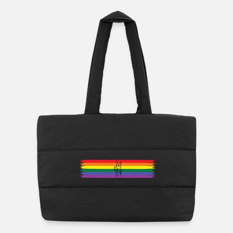 Peace Design mit Regenbogenfahne - LGBT Puffer-Einkaufstasche
