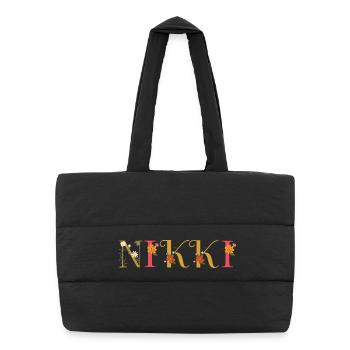 NIKKI name decorated with flowers - Puffer Shopping Bag - black - Front