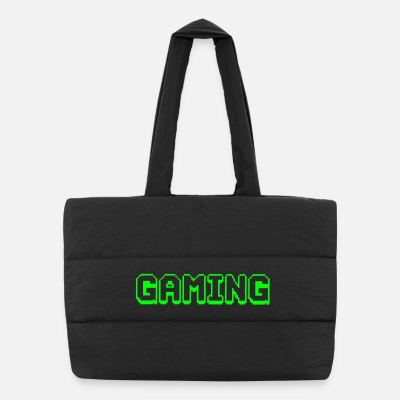Neon Pixel Gaming Design Puffer-Einkaufstasche
