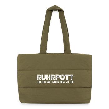 Ruhrpott - Dat hat wat mittn Herz zu tun - Zeche - Puffer-Einkaufstasche - safari Green - Vorne