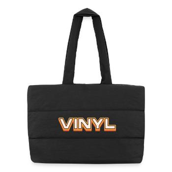Vinyl Retro Music Typography Design - Puffer-Einkaufstasche - Schwarz - Vorne