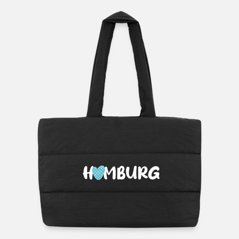 Hamburg Heart Scales Fish Pattern Fan Harbor Hanse Puffer Shopping Bag