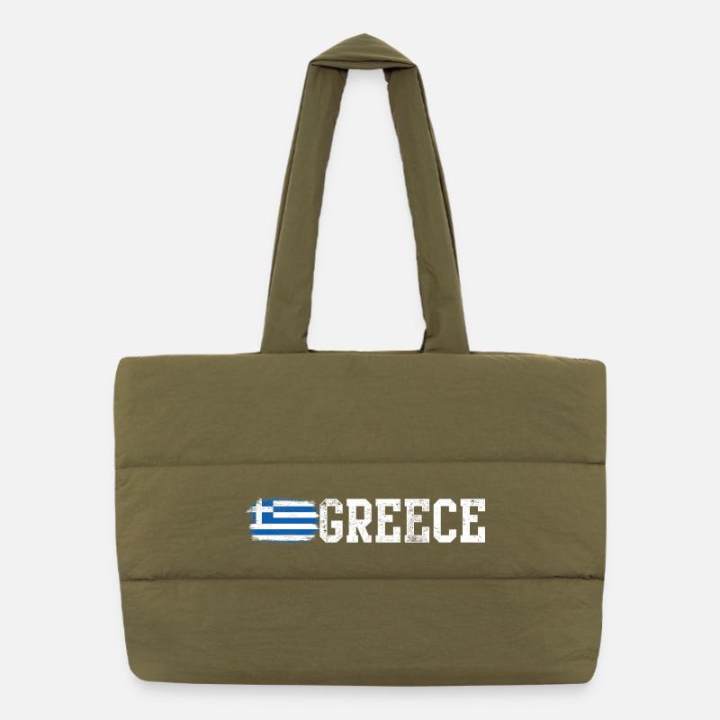 Typografie der griechischen Flaggen-Pinselkunst Puffer-Einkaufstasche