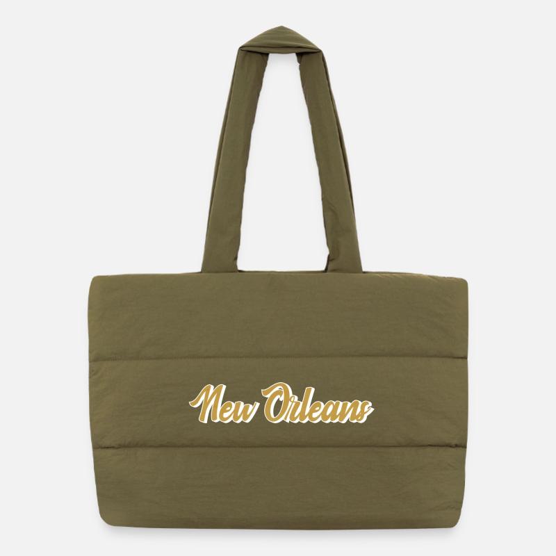 New Orleans Gold Script Puffer-Einkaufstasche