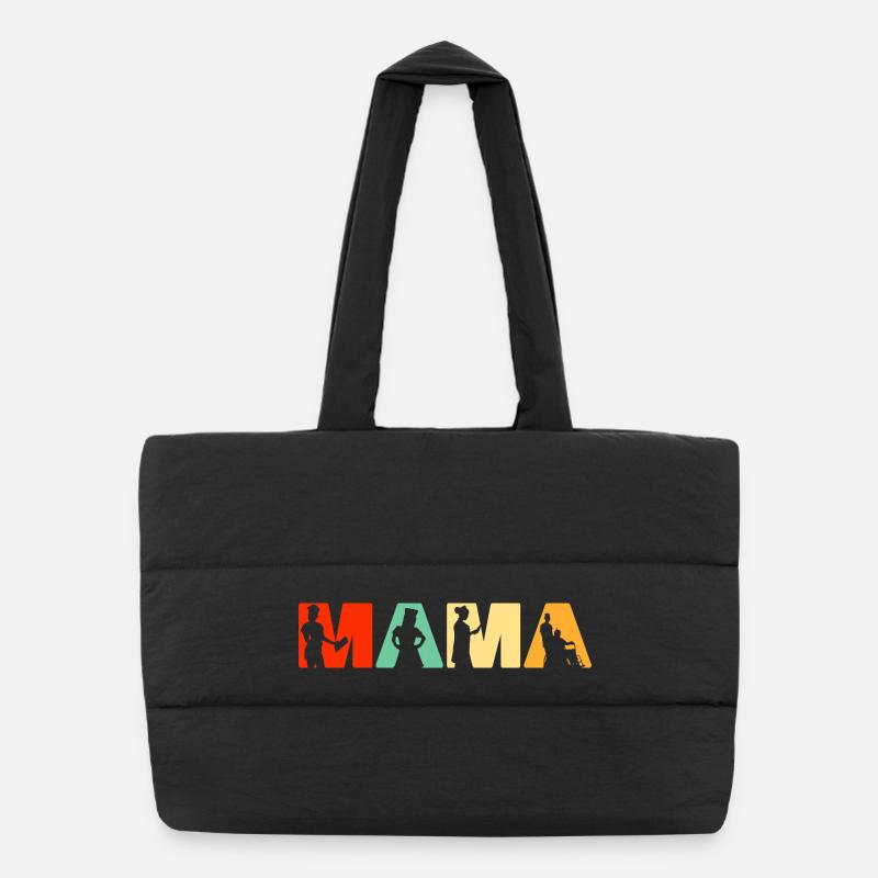 Nurse Mama Lustige Retro Gesundheitswesen Mutterkunst - Puffer-Einkaufstasche - Schwarz
