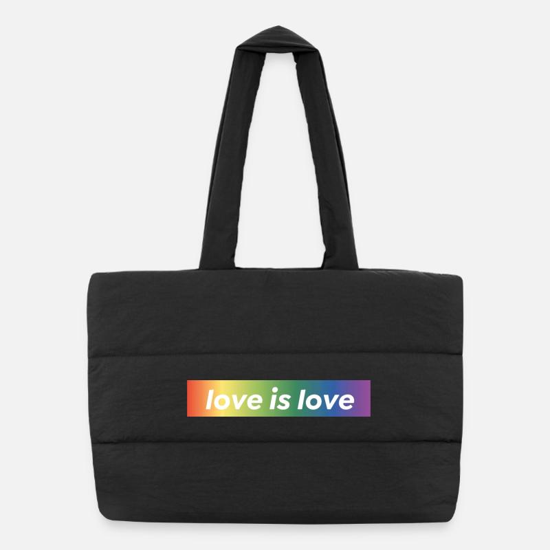 LOVE IS LOVE - Puffer-Einkaufstasche - Schwarz